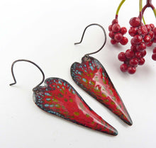 Load image into Gallery viewer, Red Hot Enamel Heart Earrings
