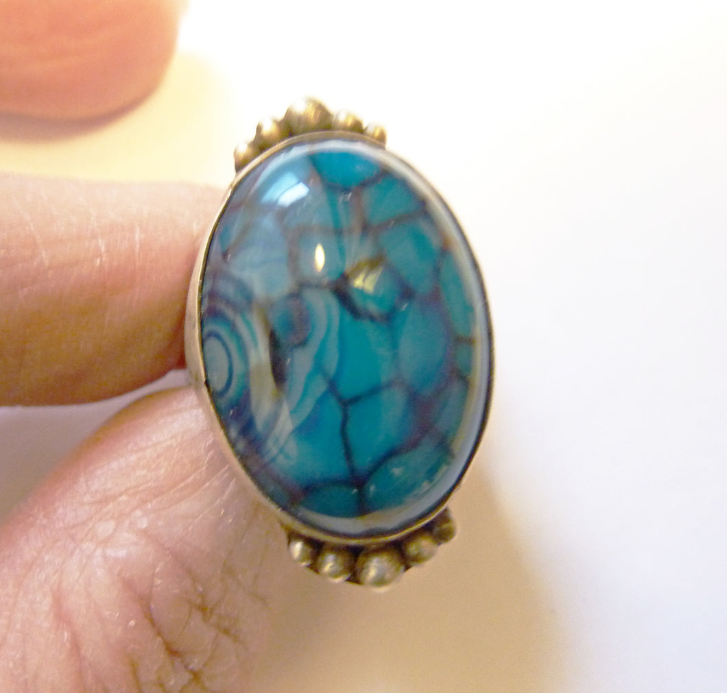 Dragon's Vein Agate Ring, Size 7.5
