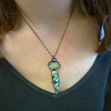 Load image into Gallery viewer, Moroccan Azrou Plume Agate and Onyx Druzy Necklace
