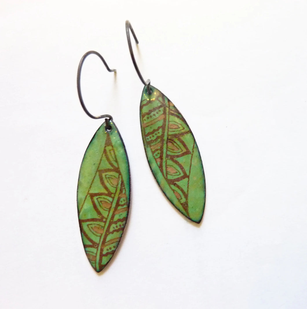 Jungle Leaf Enamel Earrings