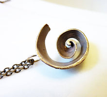 Load image into Gallery viewer, Spiral Shell Pendant, Bronze or Sterling Silver
