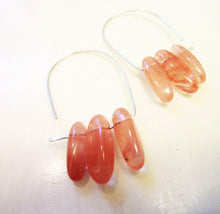 Load image into Gallery viewer, Cerise Earrings, Cherry Quartz Nuggets, Hammered Sterling Silver Hoops
