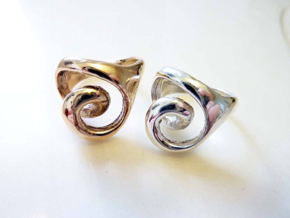 Spiral Heart Ring, Bronze or Sterling Silver