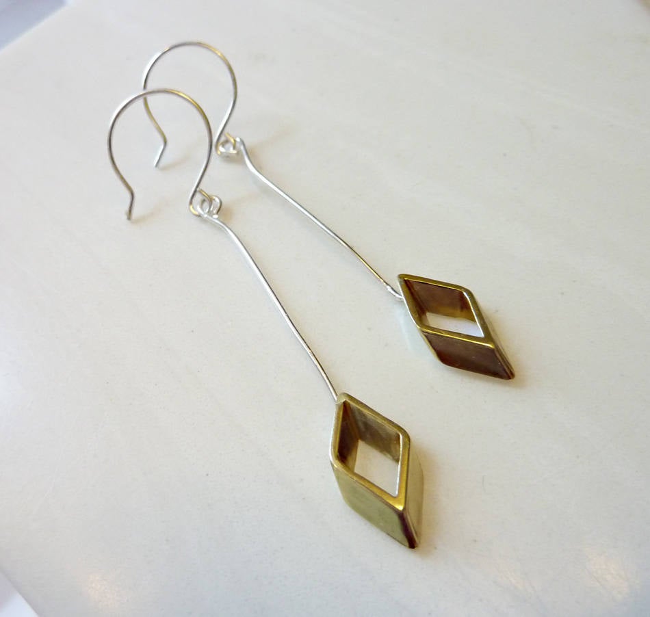 Golden Rhombus Dangle Earrings