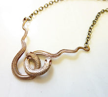 Load image into Gallery viewer, Medusa Entwined Snakes Necklace, Bronze or Sterling Silver
