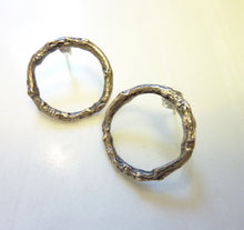 Load image into Gallery viewer, Linden Twig Hoop Earrings, Oxidized Bronze or Sterling Silver
