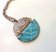 Load image into Gallery viewer, Pluma Pendant, Copper Necklace, Glass Enamel
