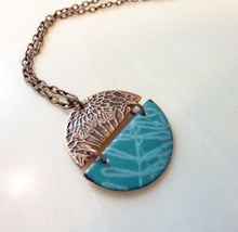 Load image into Gallery viewer, Pluma Pendant, Copper Necklace, Glass Enamel
