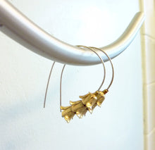 Load image into Gallery viewer, Bellflower Hoop Earrings, Vintage Brass End Caps
