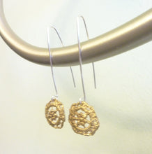 Load image into Gallery viewer, Little Lace Circle Earrings, Sterling Silver or Bronze
