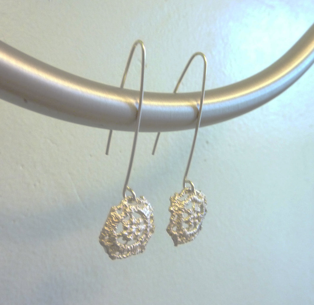 Little Lace Circle Earrings, Sterling Silver or Bronze