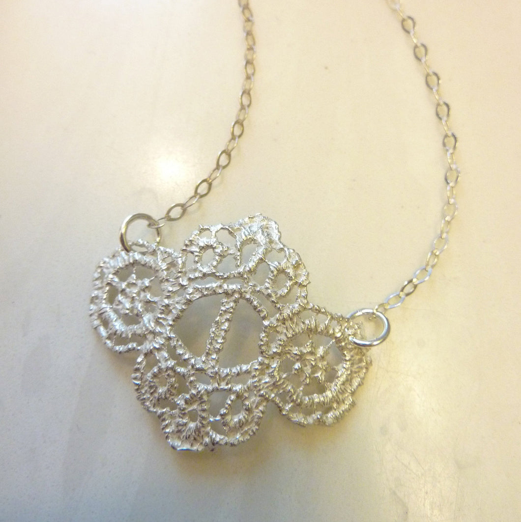Little Lace Pendant, Sterling Silver or Bronze