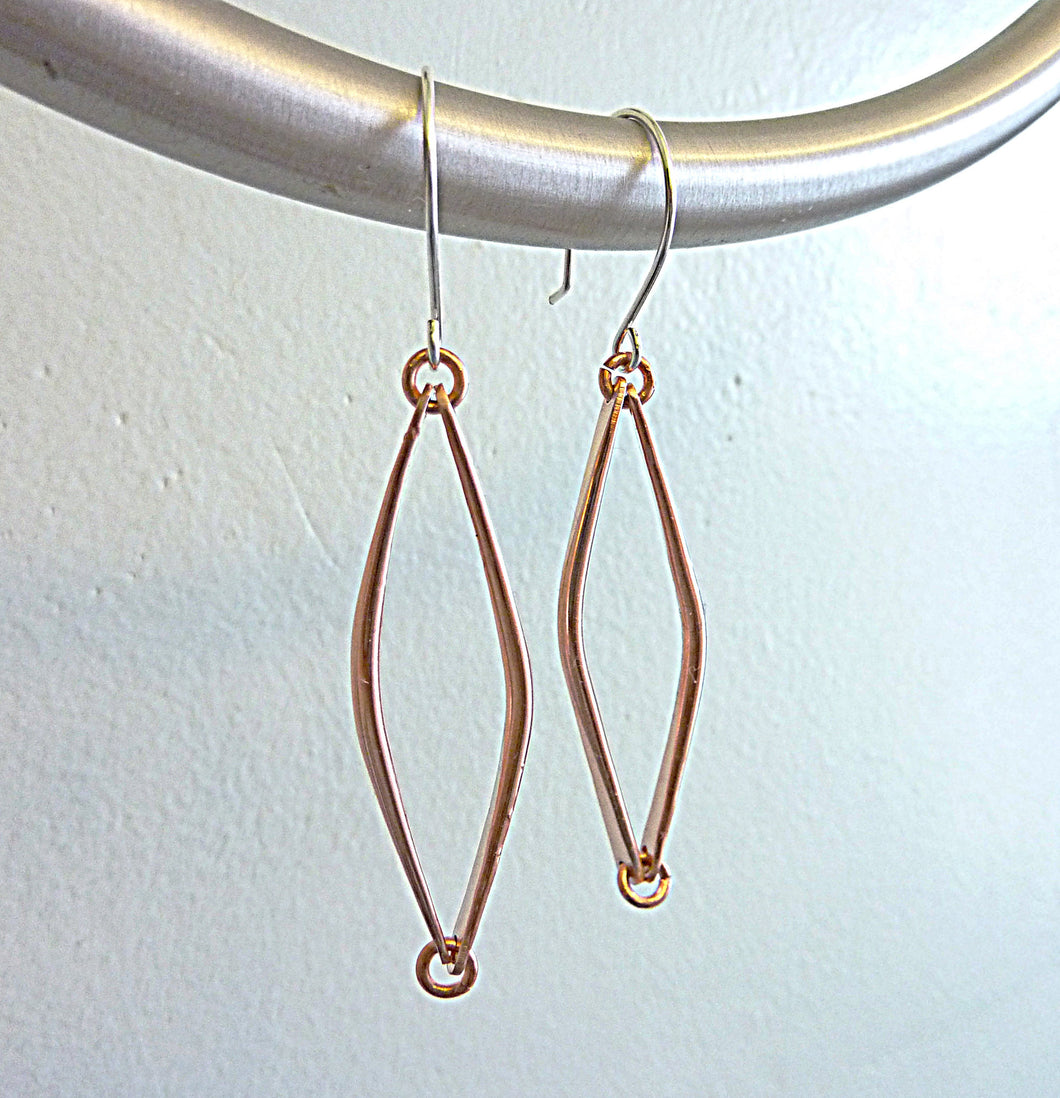 Hammered Diamond Earrings, Copper or Sterling Silver