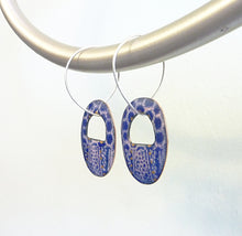 Load image into Gallery viewer, Tribal Enamel Earrings, Copper Glass Enamel, OOAK

