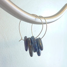 Load image into Gallery viewer, Lapis Lazuli and Sterling Silver Hoop Earrings
