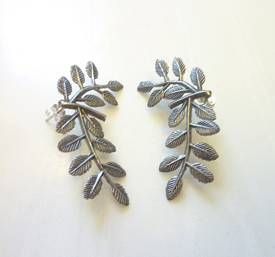Laurel Wreath Post Earrings, Bronze or Sterling Silver Leaves