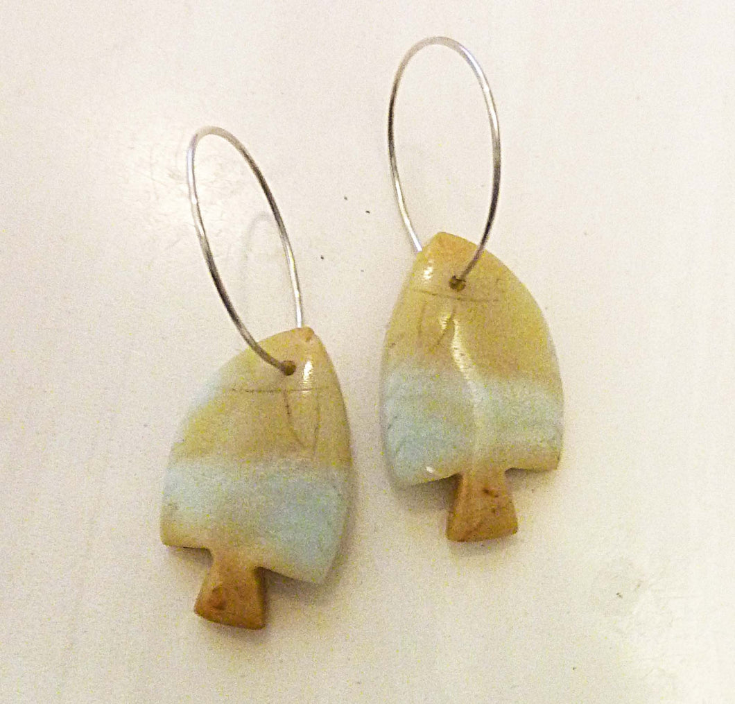 Goldfish Earrings, Carved Amazonite Gemstone Fish Beads, OOAK
