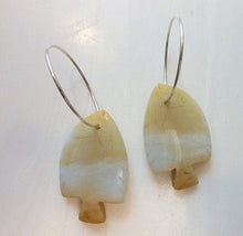 Load image into Gallery viewer, Goldfish Earrings, Carved Amazonite Gemstone Fish Beads, OOAK
