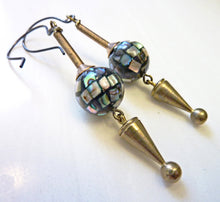 Load image into Gallery viewer, Abalone Mosaic Dangle Earrings, Abalone Beads
