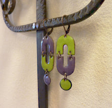 Load image into Gallery viewer, Double U Earrings, Copper Glass Enamel
