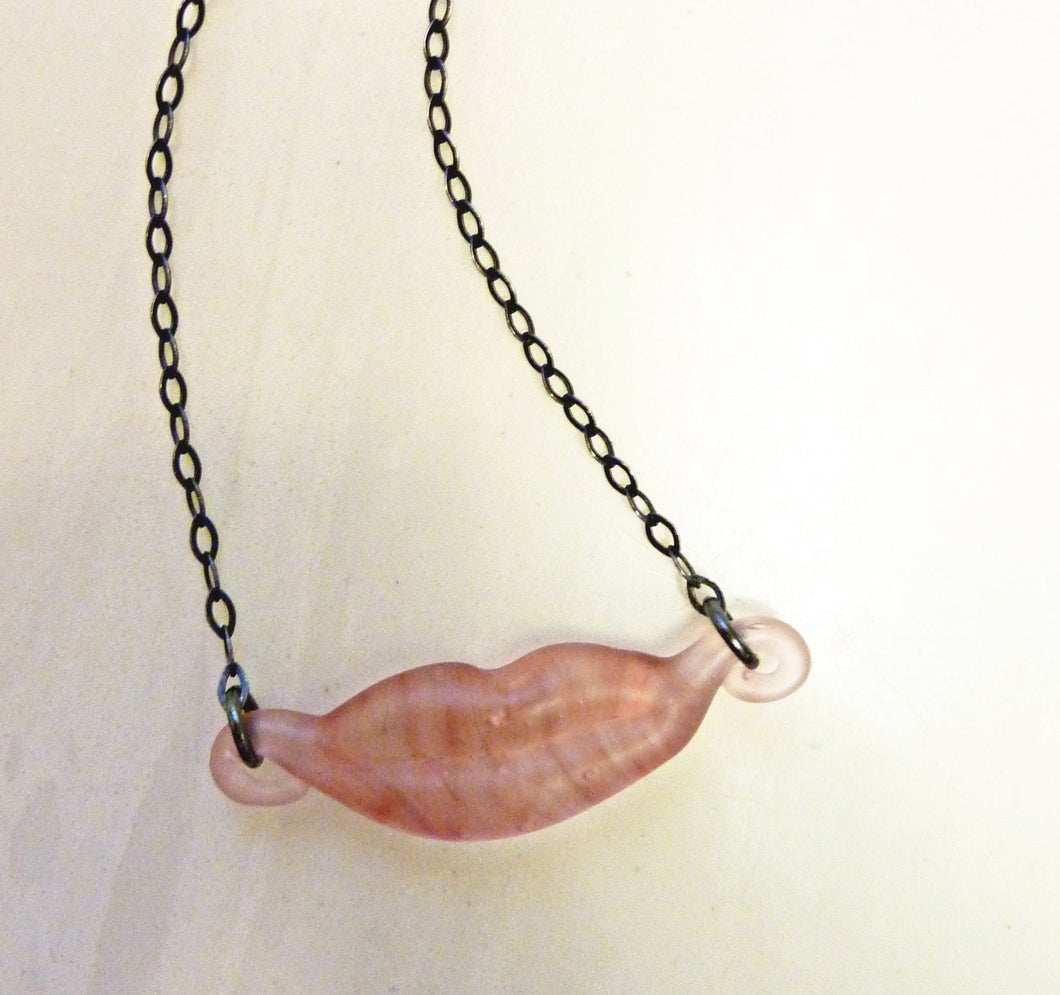 Kiss Necklace, Vintage Handmade Japanese Glass