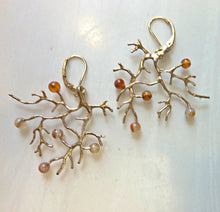 Load image into Gallery viewer, Carnelian Wild Branch Earrings, Bronze or Sterling Silver

