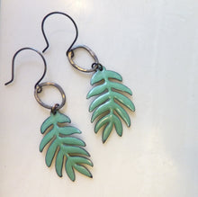 Load image into Gallery viewer, Enamel Leaf Earrings, Ash Tree Earrings
