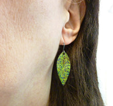 Load image into Gallery viewer, Leafy Vine Earrings, Enamel on Copper
