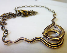 Load image into Gallery viewer, Medusa Entwined Snakes Necklace, Bronze or Sterling Silver
