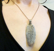 Load image into Gallery viewer, Leaf Relic Pendant, Sterling Silver Necklace With Embossed Fern Leaf
