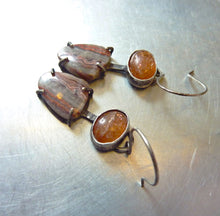 Load image into Gallery viewer, Laguna Lace Agate, Sunstone, Solar Earrings
