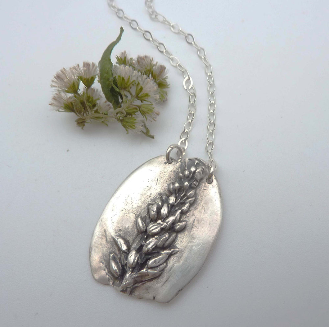 Lavender Relic Pendant, Fine Silver
