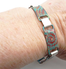 Load image into Gallery viewer, Swirl and Feather Enamel and Sterling Silver Link Bracelet
