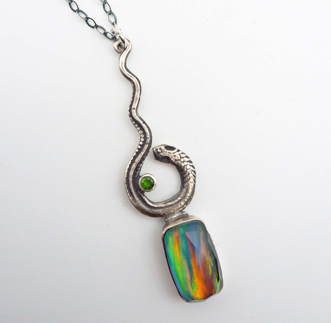 Aurora Opal and Chrome Diopside Snake Necklace