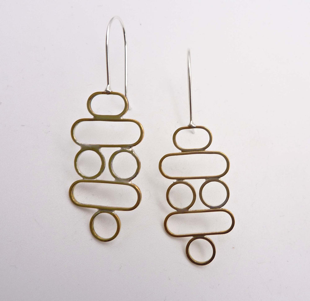 Stacked Ovals and Circles Earrings, Modern Geometry