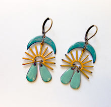Load image into Gallery viewer, Moon Sun Droplet Earrings
