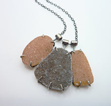 Load image into Gallery viewer, Triple Druzy Necklace, Statement Drusy Gemstone Pendant
